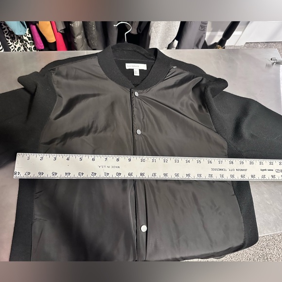 Nordstrom Varsity Jacket Casual Snap Front Nylon Wool Knit BLACK SZ SMALL NEW! - Picture 16 of 16